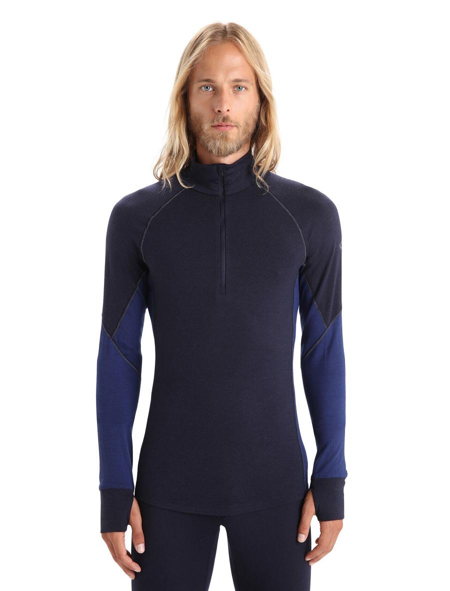 Midnight Navy / Royal Navy Men\'s Icebreaker BodyfitZone™ Merino 260 Zone Long Sleeve Half Zip Thermal Top Base Layers | USA 1348ZUTG